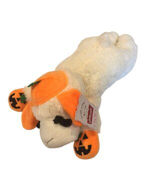 Lamb Chop Halloween Jack o Lantern 18" Dog Plush Toy Squeaker Orange Cream
